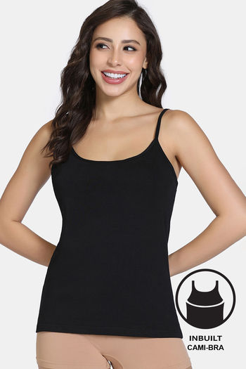 Buy Zivame Knit Cotton Camisole - Black Beauty